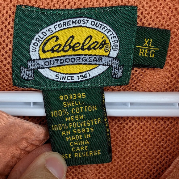 Cabela's Mens Orange Short Sleeve  Button Down Fishing Shirt w/ Pockets XL Reg - Picture 3 of 11